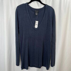 NWT New York & Company V Neck Sweater Woman's XL Navy Blue